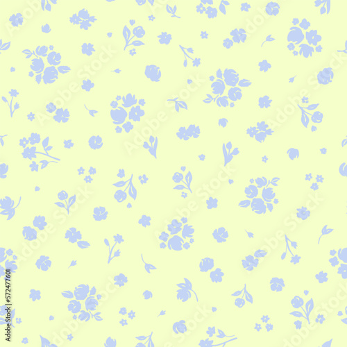 Wallpaper Mural Ditsy seamless pattern. Cute floral textile print. Hand drawn botanical background. Two colored sustainability surface design Torontodigital.ca
