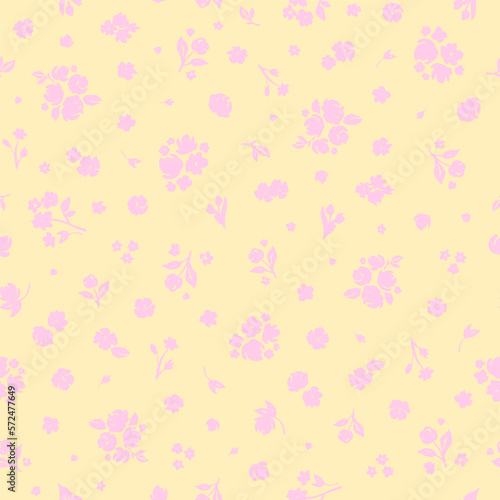 Ditsy seamless pattern. Cute floral textile print. Hand drawn botanical background. Two colored sustainability surface design