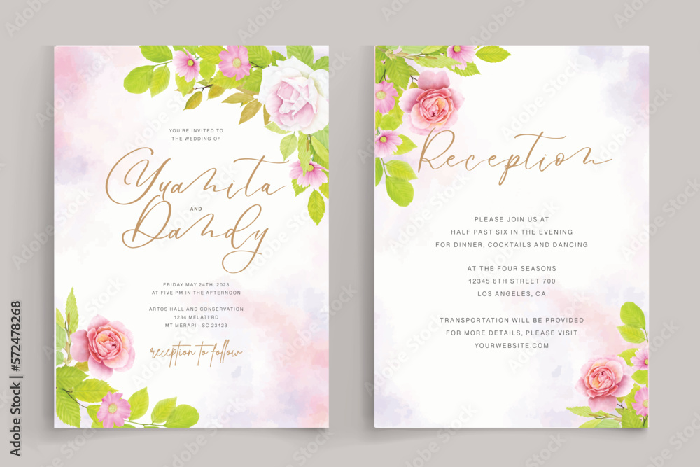 Obraz premium floral ornament wedding invitation card set