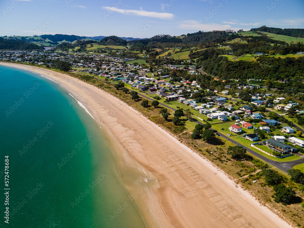 Coromandel Peninsula shining on a summers day along the coast line in New Zealand