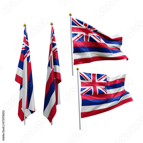 3d rendering hawaii flag waving fluttering and no fluttering perspective various view