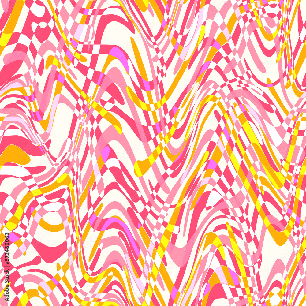 Abstract seamless pattern. Psychedelic background. Wavy fashion textile design. Colorful print for fabric. Abstract seamless pattern. Psychedelic background. Wavy fashion textile design. Colorful print for fabric.