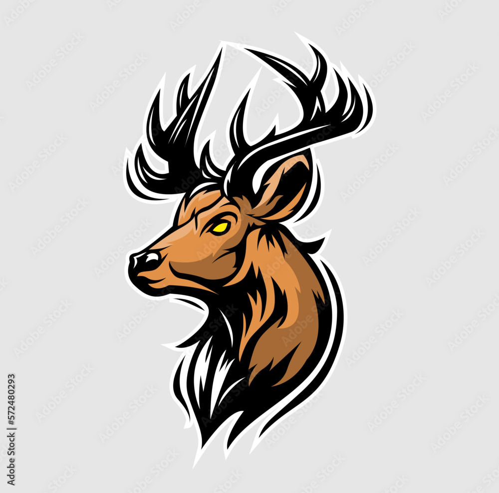 Vector of angry deer sport mascot logo design for badge, emblem, or printing