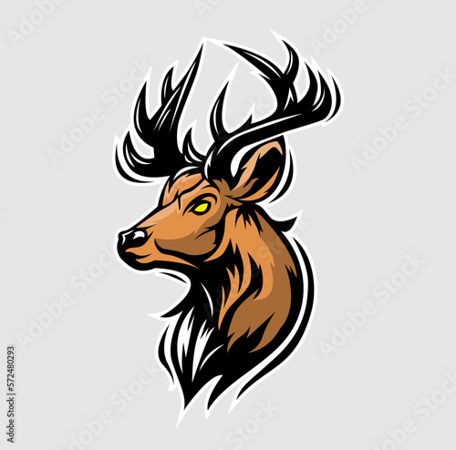 Vector of angry deer sport mascot logo design for badge, emblem, or printing