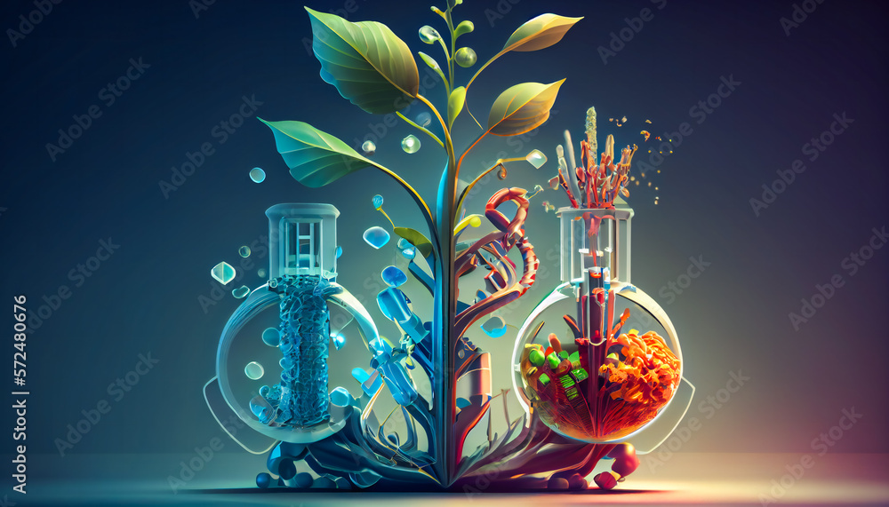 Naklejka premium Modern Biotechnology Solutions. Cutting-edge Biotechnology Research. Generative AI