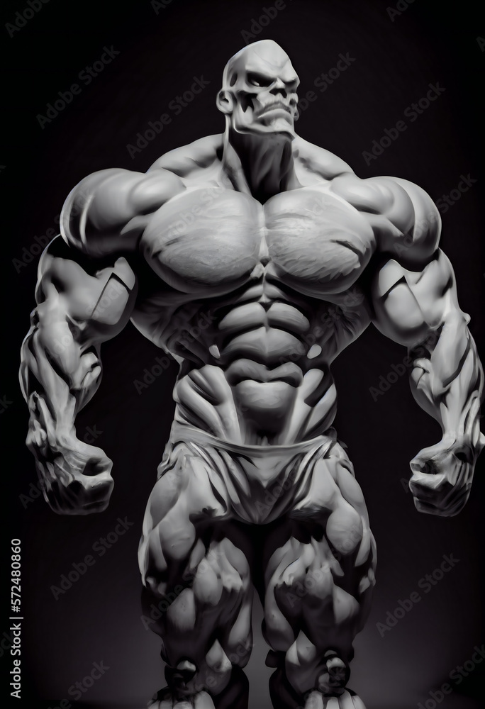 Monster with huge muscles and Skull Face. Generative AI. Monster with huge muscles and Skull Face. Generative AI.