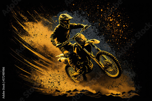 motocross with golden silhouette, ai