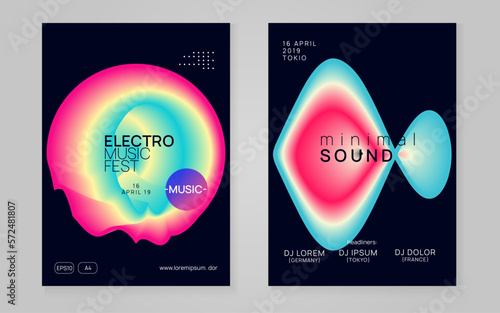 Techno Banner. Geometric Background For Set Shape. Fun Sound Poster. Electronic And Show Vector. Jazz Art For Brochure. Rainbow Techno Banner