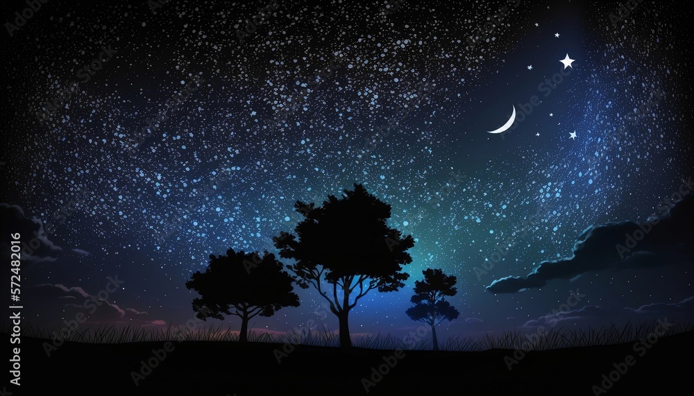 Fototapeta premium night sky with stars and trees