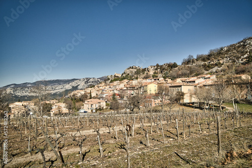 Aiguines village (Gorges du Verdon) in the Provence-Alpes-Côte d'Azur region, France