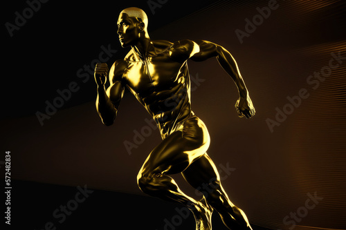 athletics man with golden silhouette, ai