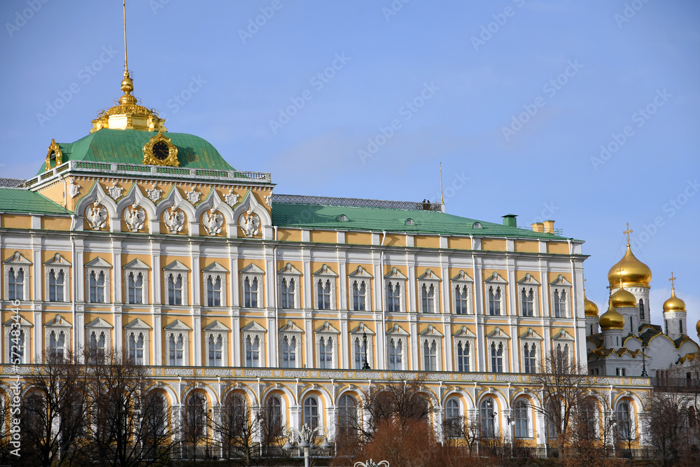 Moscow Kremlin architecture, popular landmark.