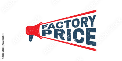 Megaphone Factory Price Stamp vector, red grunge graphic design