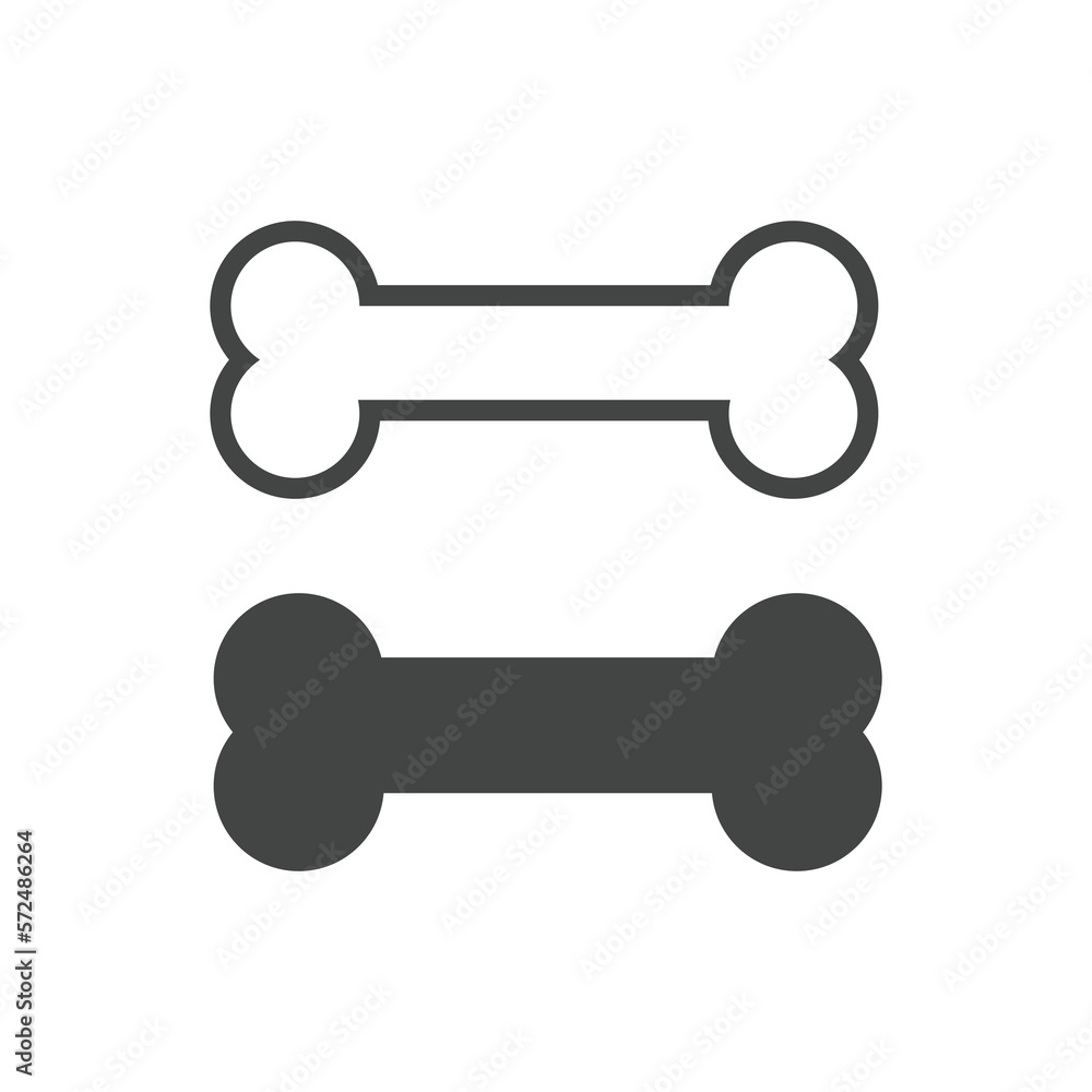 Dog bone icons set. Black and outlined. Vector illustration. Dog bone icons set. Black and outlined. Vector illustration.