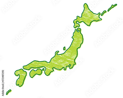 クレヨン画風の日本地図