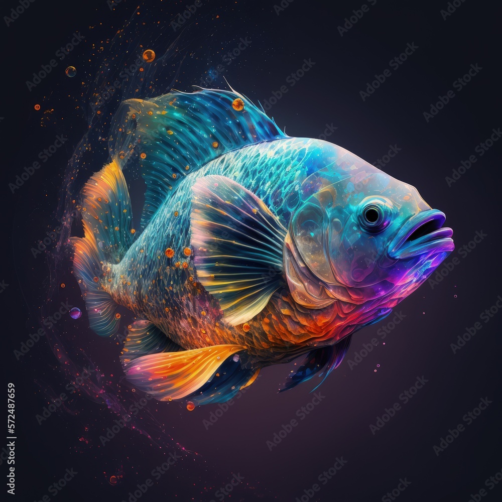 Fototapeta premium Generative AI - SpaceAnimals 060: A digital painting of a vivid color space animal
