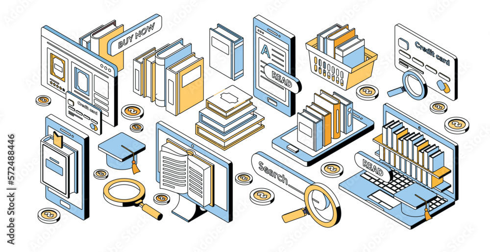 Books isometry set. Collection for library, love for literature. Education, learning and training, knowledge and information, archive. Cartoon 3D vector illustrations isolated on white background Books isometry set. Collection for library, love for literature. Education, learning and training, knowledge and information, archive. Cartoon 3D vector illustrations isolated on white background