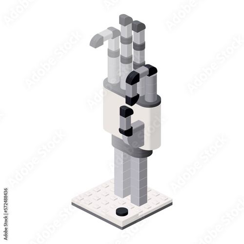 Robot hand in isometric on white. Vector clipart