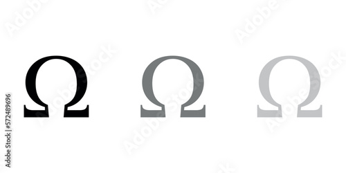 Set of black omega symbol icon. Ohm icon. Greek alphabet letter. Vector illustration isolated on white background.
