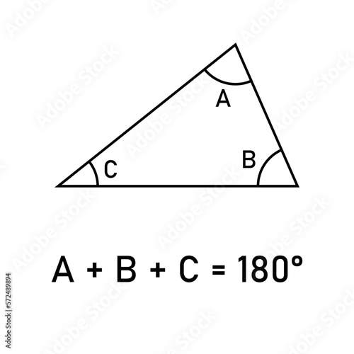 Interior angles in a triangle equals the straight angle 180 degrees.