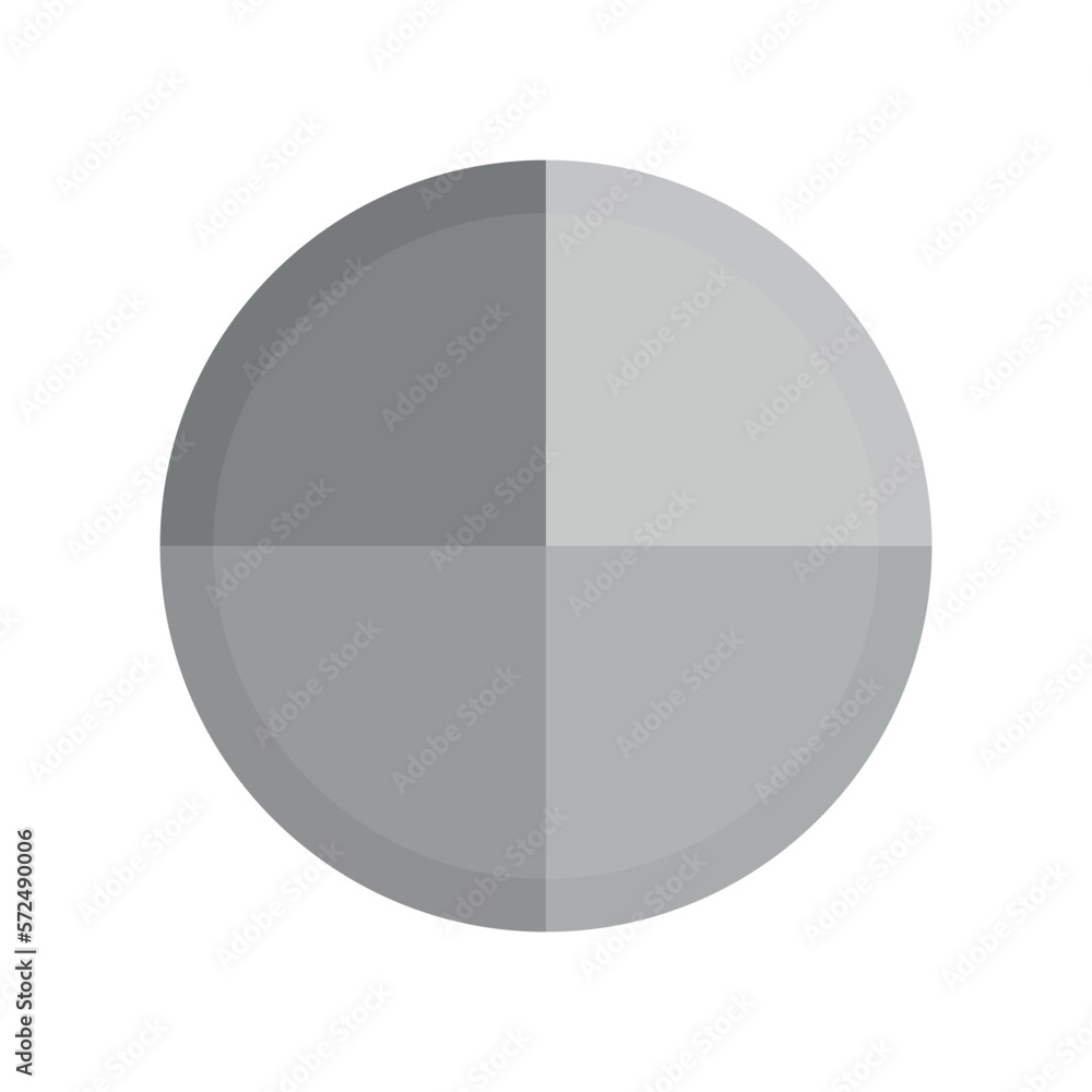 One-quarter fraction circle. Fraction parts. Scientific vector illustration isolated on white background. One-quarter fraction circle. Fraction parts. Scientific vector illustration isolated on white background.