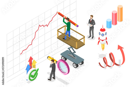 3D Isometric Flat  Conceptual Illustration of High-Yield Bond Market photo