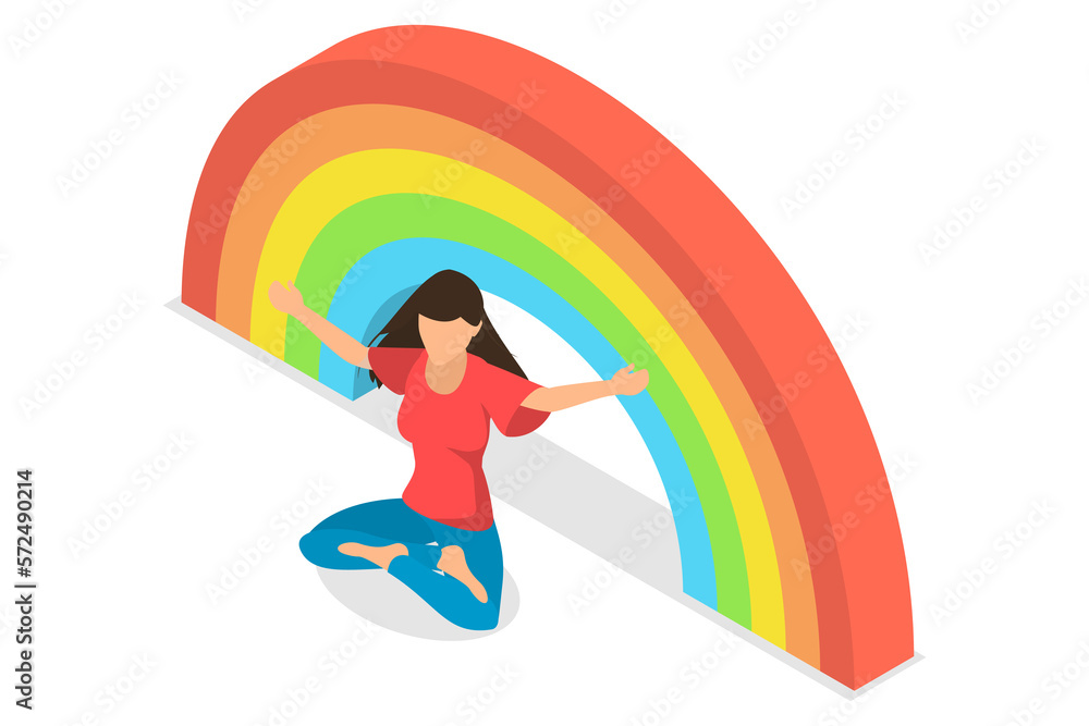 3D Isometric Flat Conceptual Illustration of Womens Mental Health 3D Isometric Flat Conceptual Illustration of Womens Mental Health