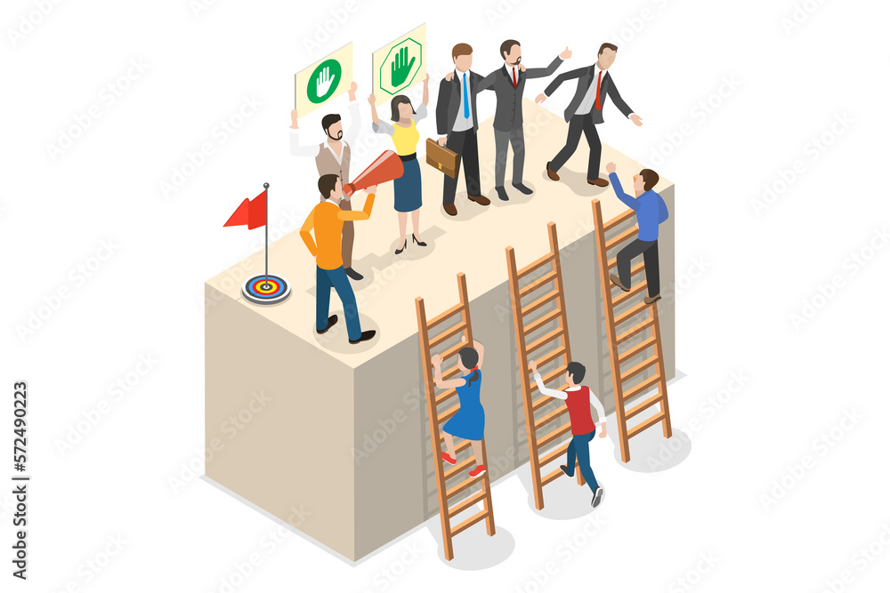 3D Isometric Flat Conceptual Illustration of Social Solidarity 3D Isometric Flat Conceptual Illustration of Social Solidarity