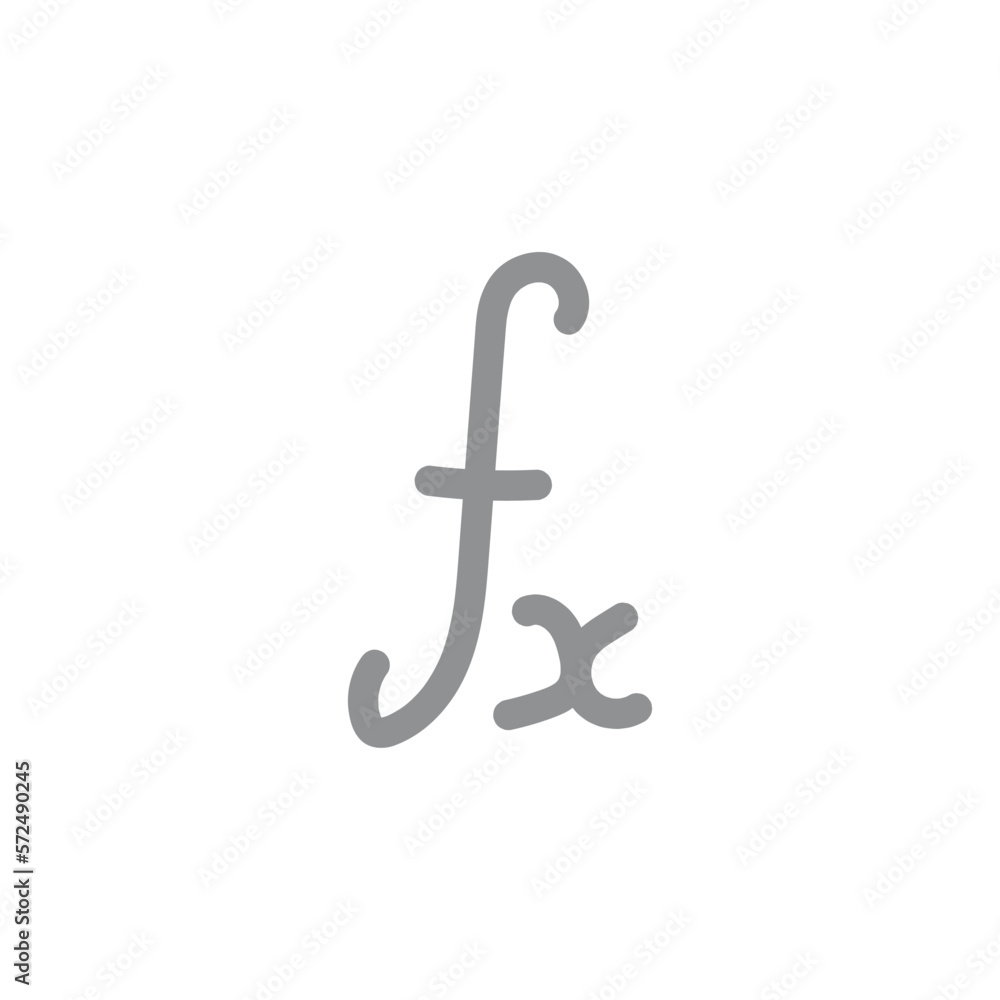 Math function symbol. Mathematical function icon. Vector illustration isolated on white background. Math function symbol. Mathematical function icon. Vector illustration isolated on white background.