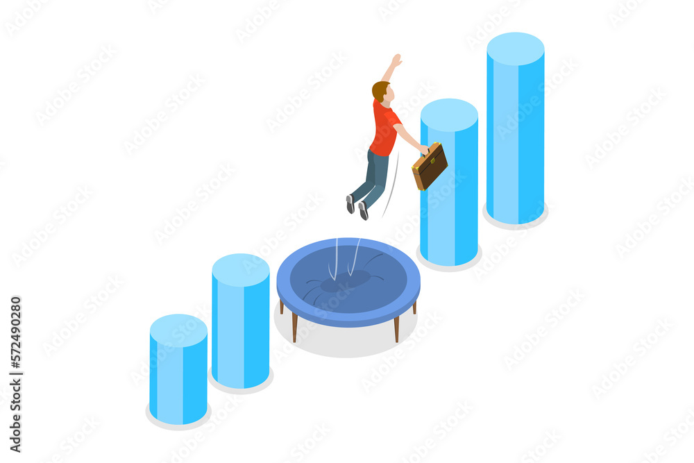 3D Isometric Flat Conceptual Illustration of Obstacles Overcoming 3D Isometric Flat Conceptual Illustration of Obstacles Overcoming