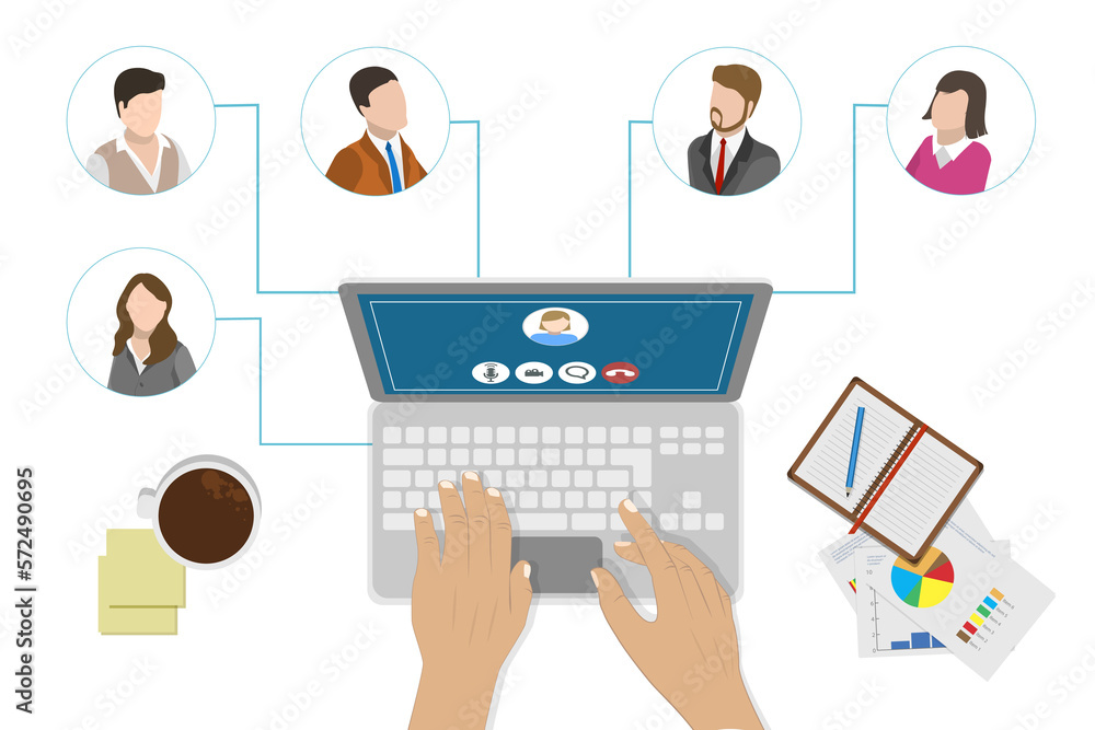 Flat Conceptual Illustration of Remote Work Flat Conceptual Illustration of Remote Work
