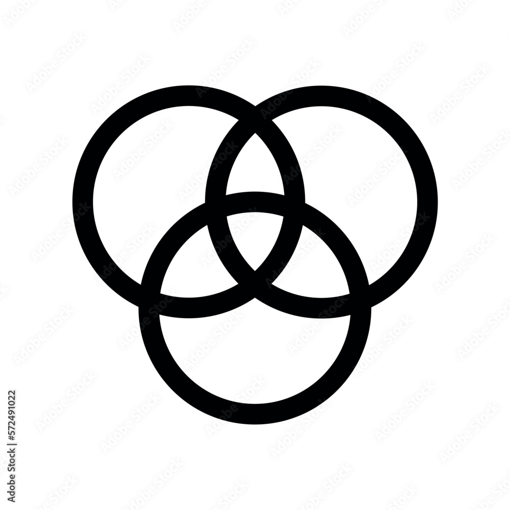 Intersection of three sets circles. Venn diagram of 3 sets Intersection of three sets circles. Venn diagram of 3 sets
