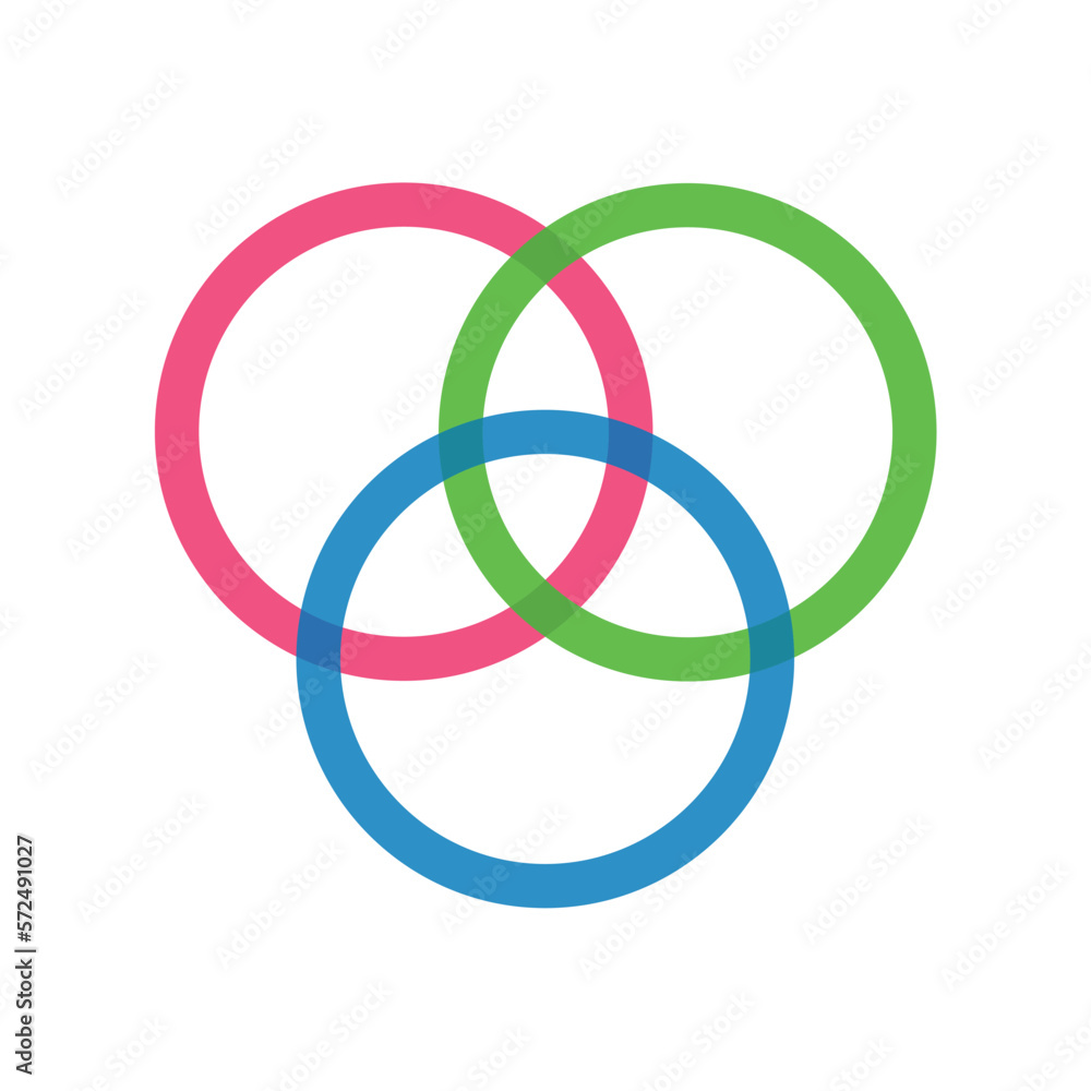 Intersection of three sets circles. Venn diagram of 3 sets Intersection of three sets circles. Venn diagram of 3 sets