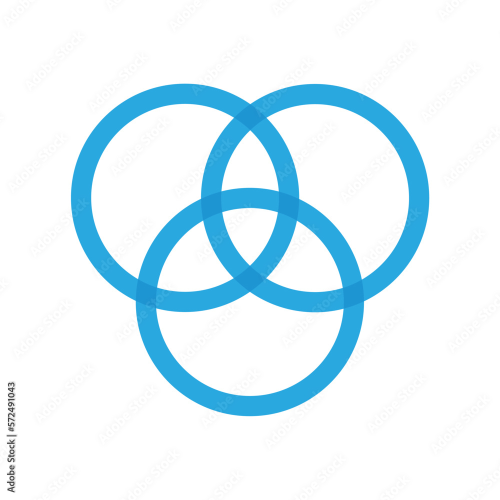 Intersection of three sets circles. Venn diagram of 3 sets Intersection of three sets circles. Venn diagram of 3 sets