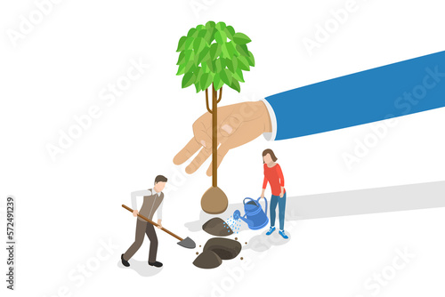 Billede på lærred 3D Isometric Flat  Conceptual Illustration of Responsible Forestry