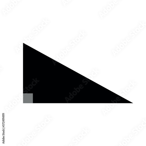 Types of triangle in mathematics. Right triangle. Vector illustration isolated on white background.