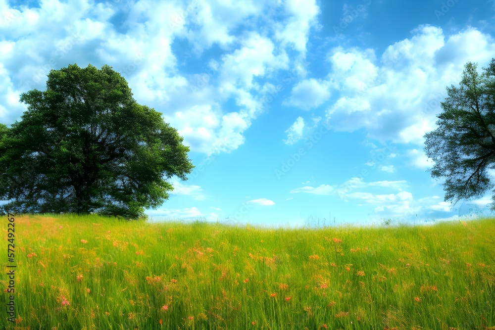 Obraz premium 草原と青空 with generative ai