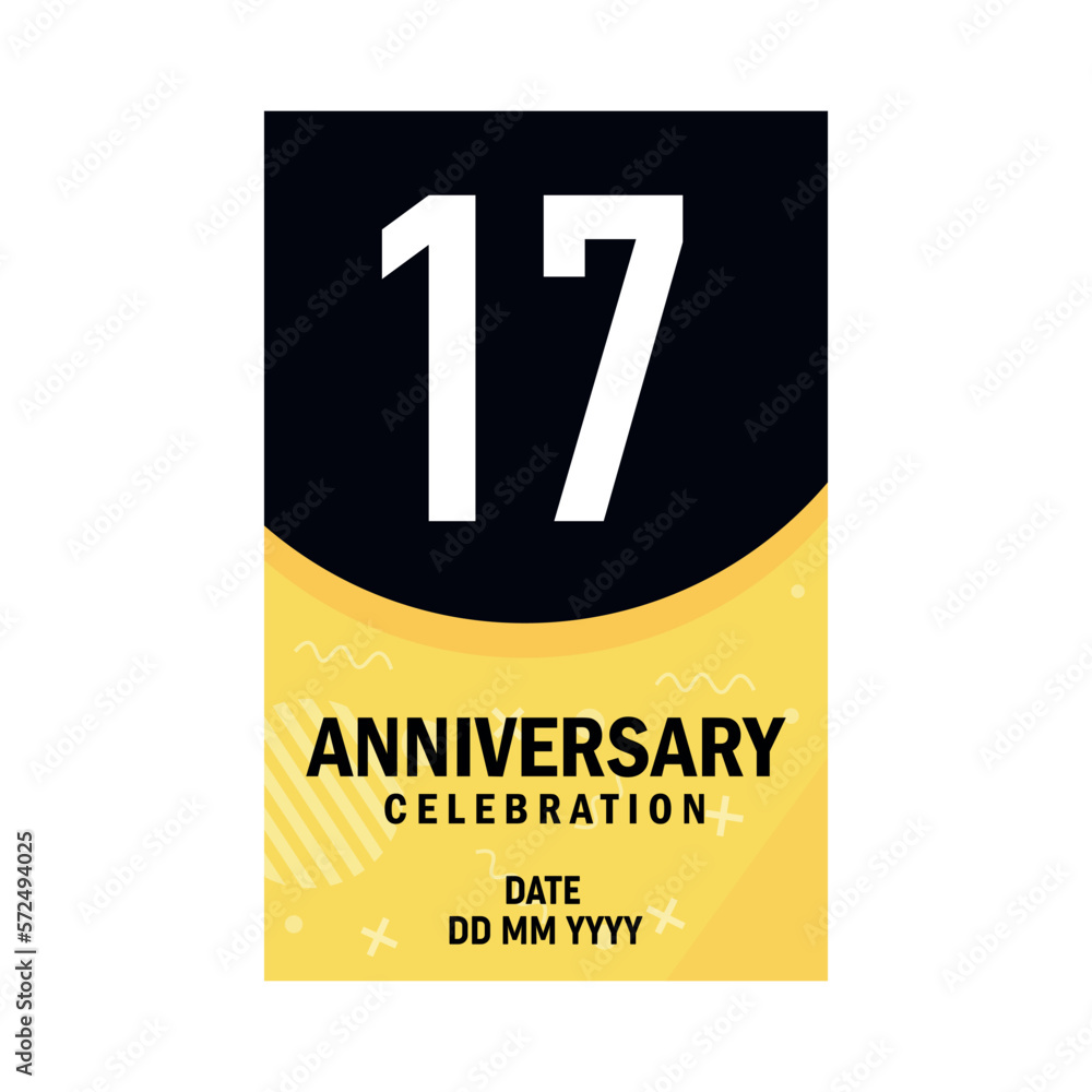 17 years anniversary invitation card design, modern design elements, white background vector design 17 years anniversary invitation card design, modern design elements, white background vector design
