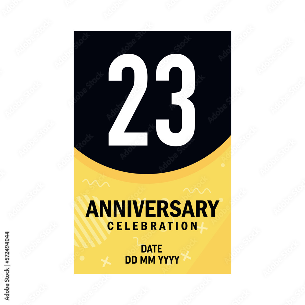 23 years anniversary invitation card design, modern design elements, white background vector design