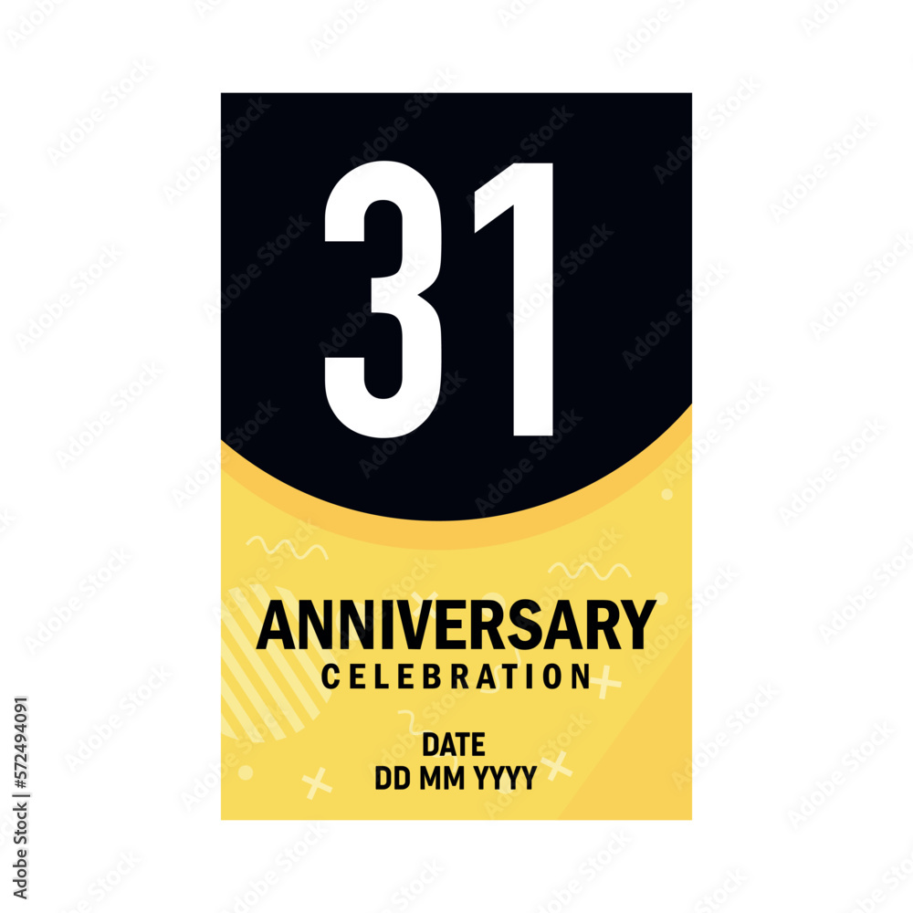 31 years anniversary invitation card design, modern design elements, white background vector design