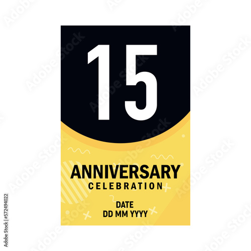 15 years anniversary invitation card design, modern design elements, white background vector design