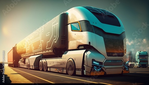 Smart logistics, Innovation future of transport, Modern city with Generative AI Technology. © Tech Hendra