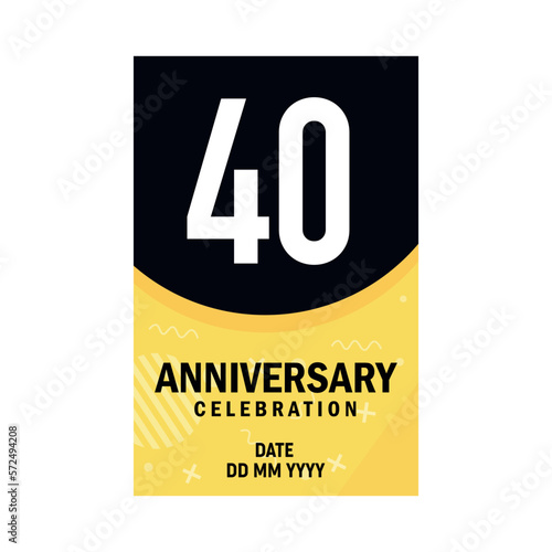 40 years anniversary invitation card design, modern design elements, white background vector design