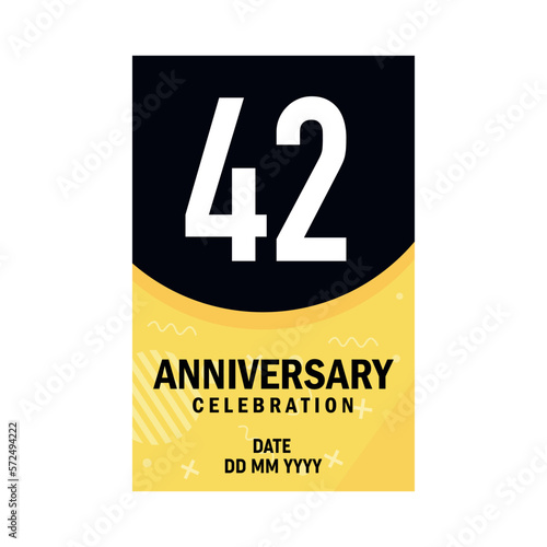 42 years anniversary invitation card design  modern design elements  white background vector design