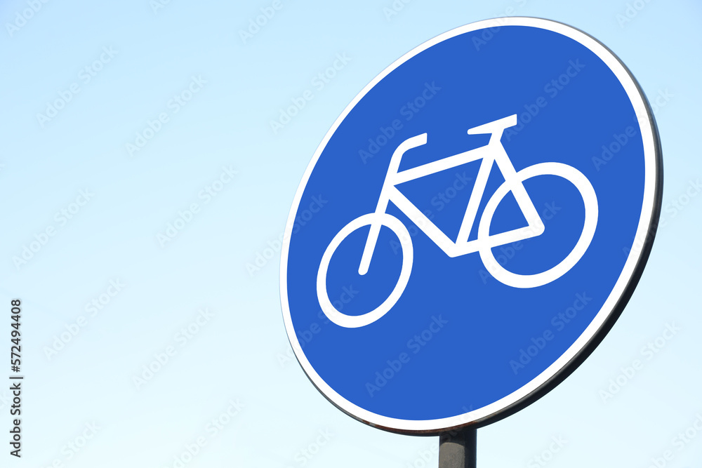 Road sign Cycleway against clear blue sky. Space for text Road sign Cycleway against clear blue sky. Space for text