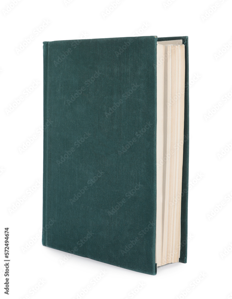 One old hardcover book isolated on white One old hardcover book isolated on white