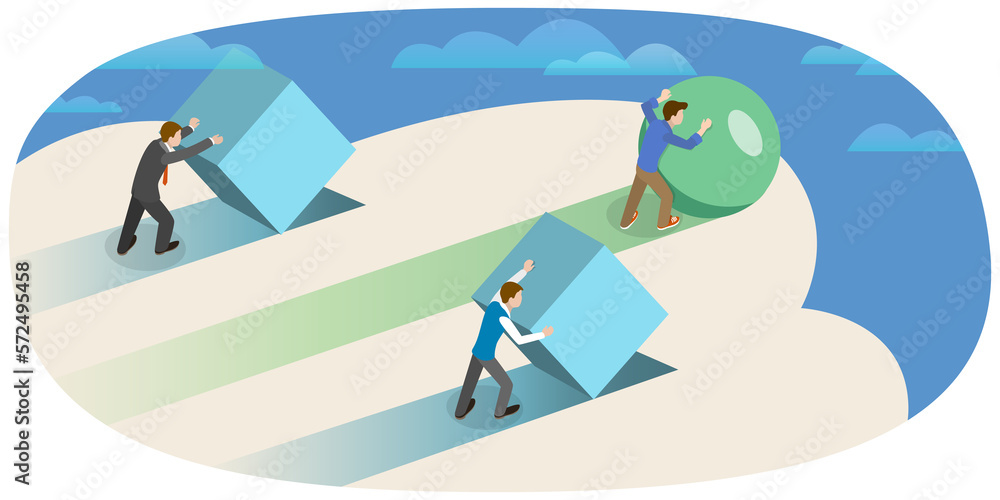 3D Isometric Flat Conceptual Illustration of High Efficiency Strategy 3D Isometric Flat Conceptual Illustration of High Efficiency Strategy