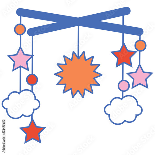 Baby Crib Mobile  - baby shower baby nursery illustrations