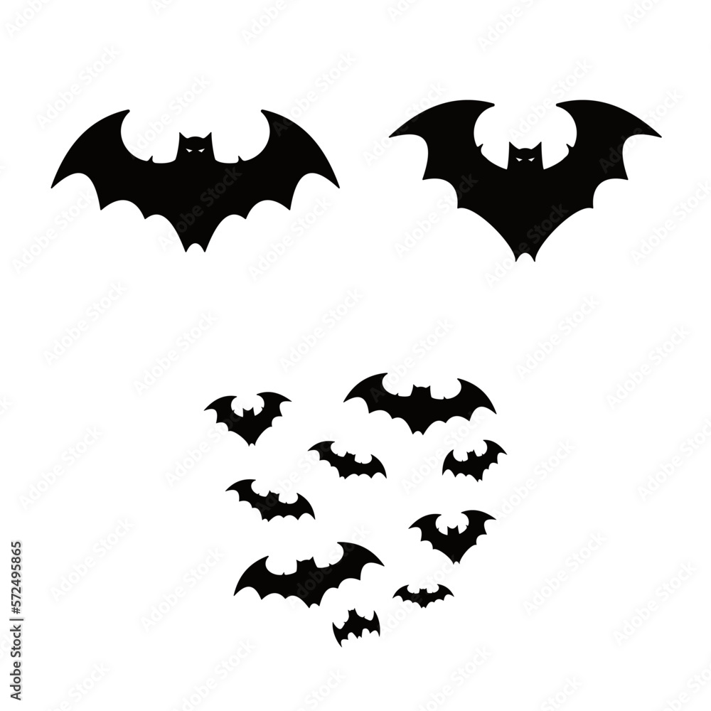 Naklejka premium Spooky Vampire Bats Icon - Vector Illustration Black Silhouette Design Logo