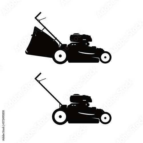 Lawnmower Icon - Vector Illustration Black Silhouette Design Logo